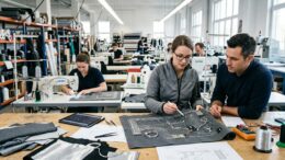 Modern contract sewing facility producing advanced smart textile products.