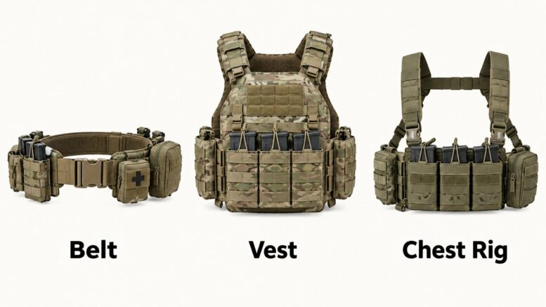load-bearing gear: belt, vest, and chest rig