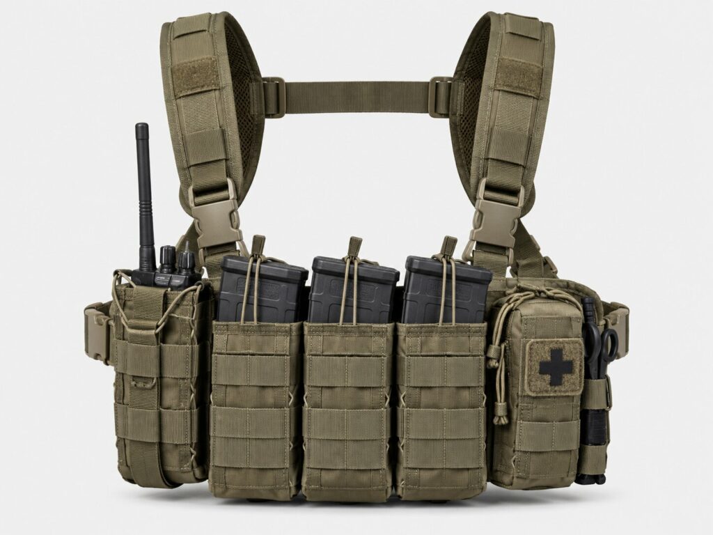 load-bearing rig for carrying magazines, radios, and medical gear
