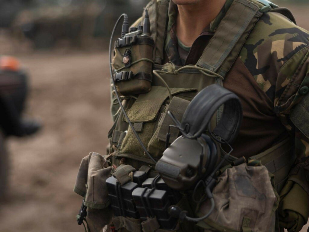 close-up of military and tactical equipment