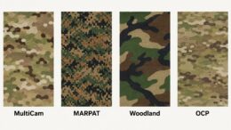military camo patterns, including MultiCam, MARPAT, Woodland, and OCP